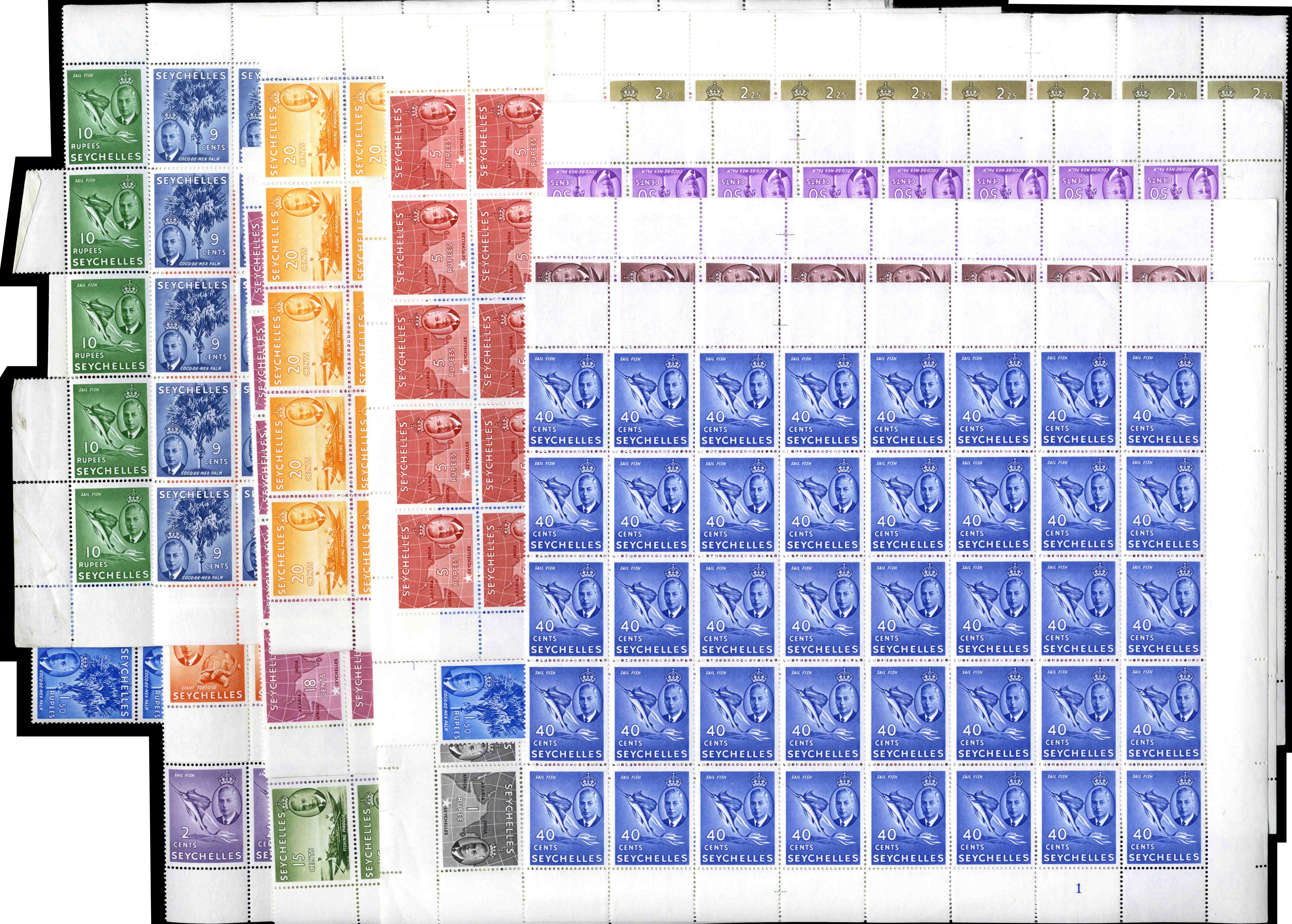 Seychelles SG 158/172 blocks mint