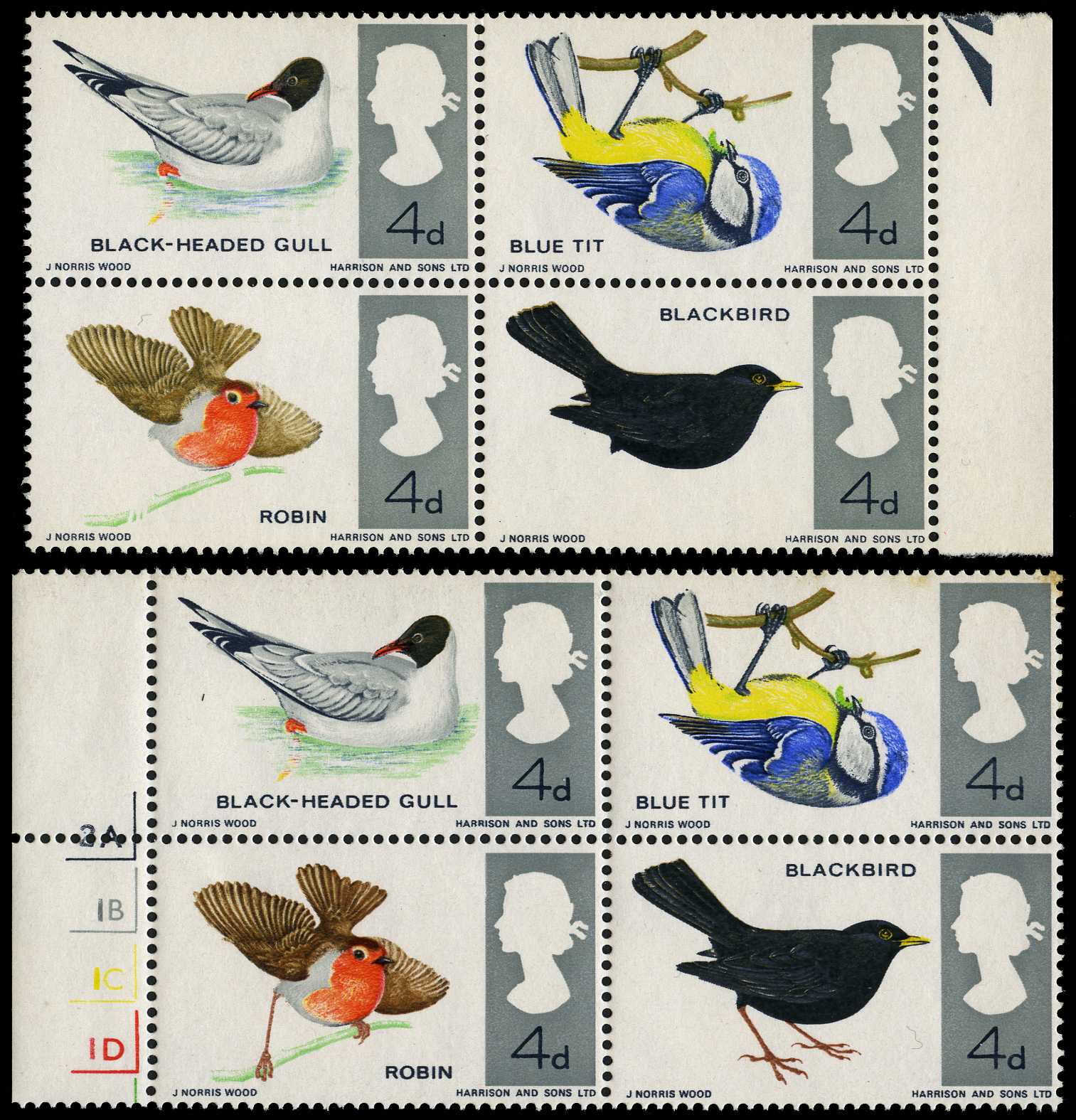 1966 4d British Birds, ordinary se-tenant...