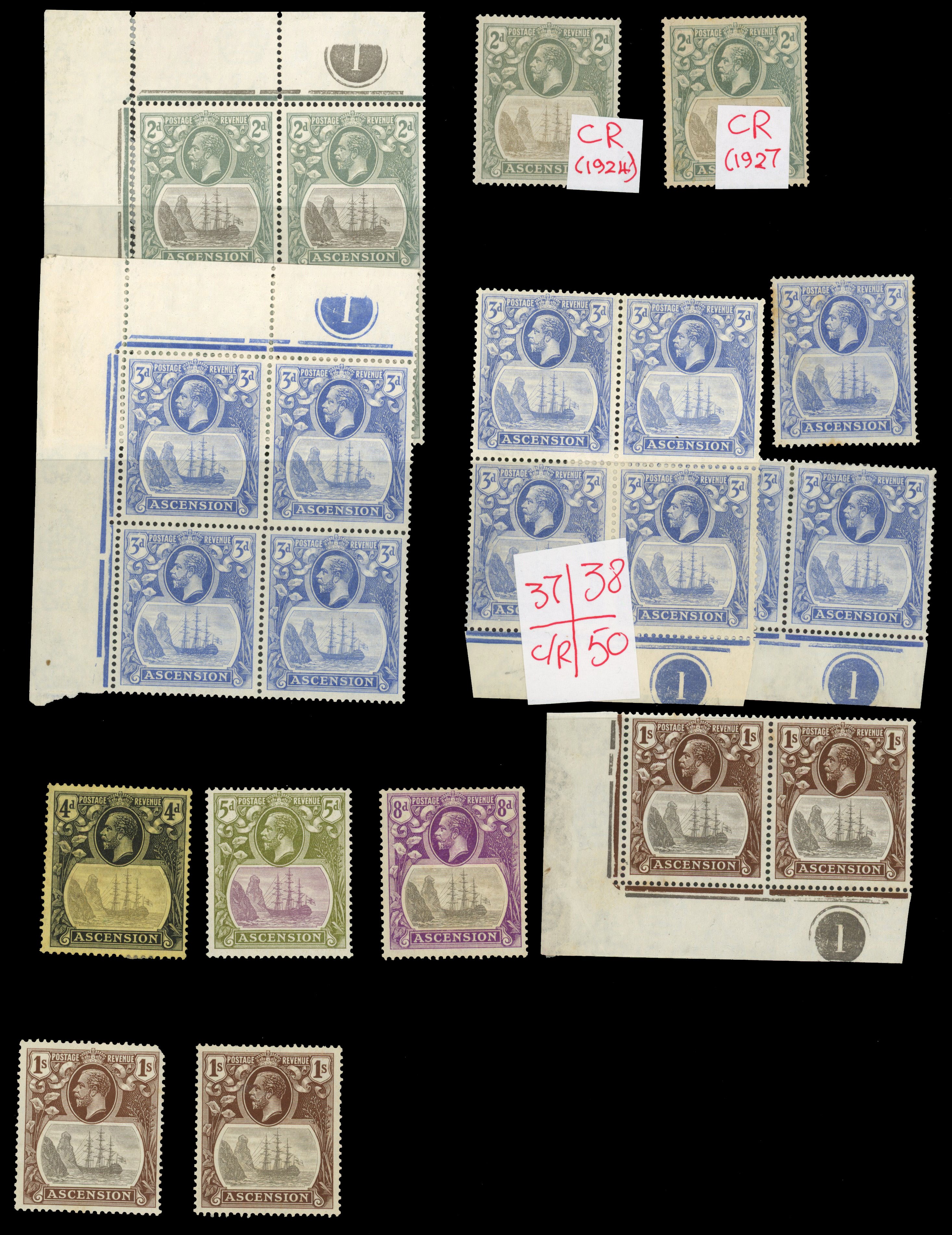 Ascension SG 13a/18c varieties group mint
