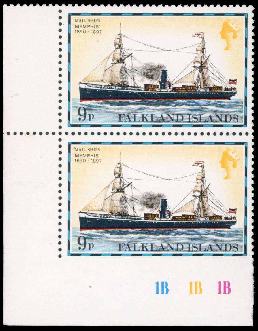 Falkland Islands SG 339A 1978 9p Mailboat imperf between stamp and margin mint