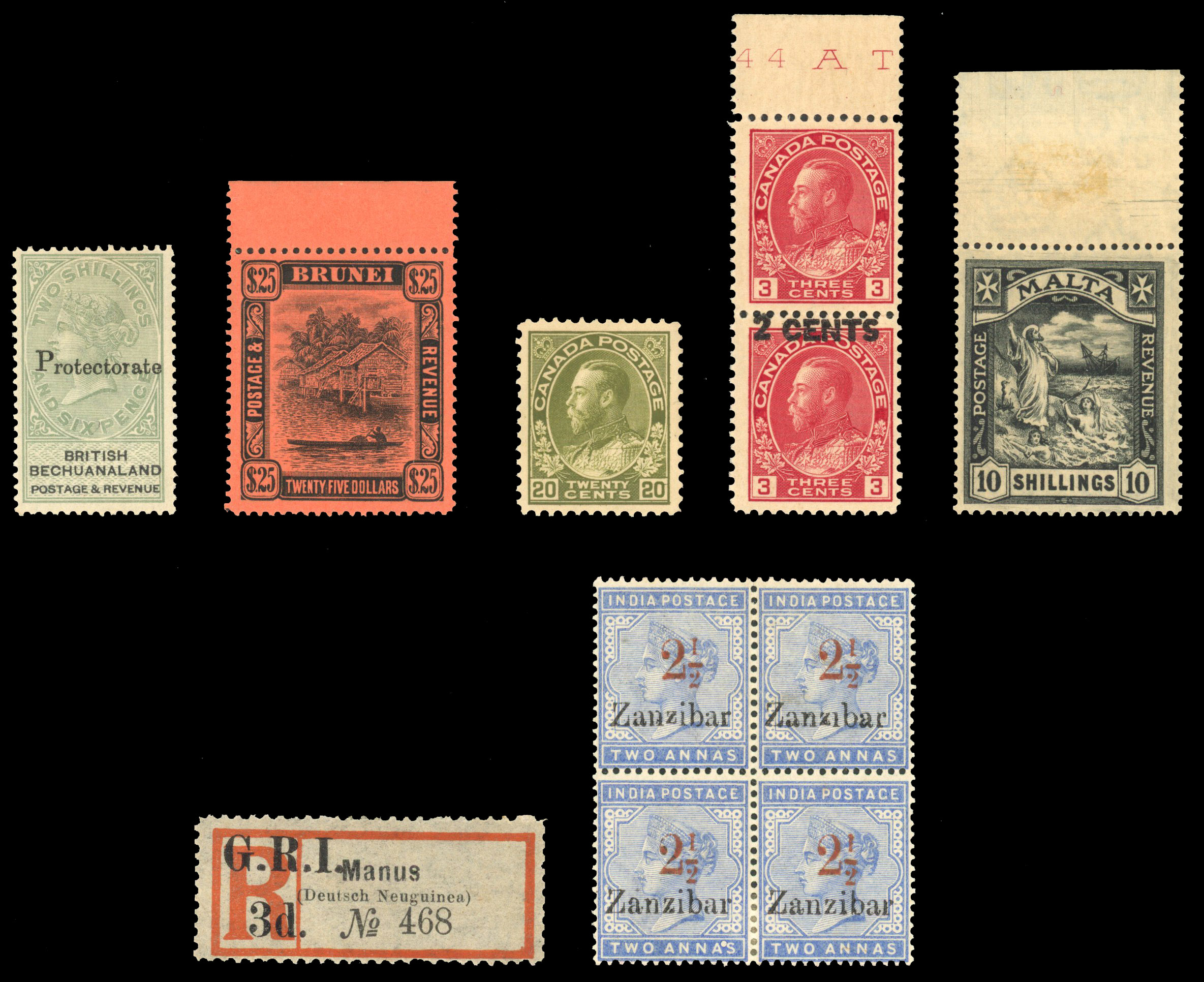 1896-1926 mint selection arranged on a Hagner sheet