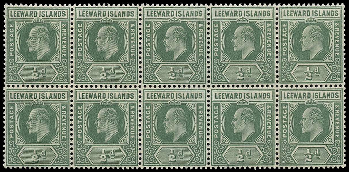 LEEWARD IS SG 37/(a) 1907-11 1/2d dull green R1/3 B10 o.g.