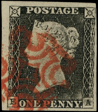 1840 1d Black Pl.1a. (EA)