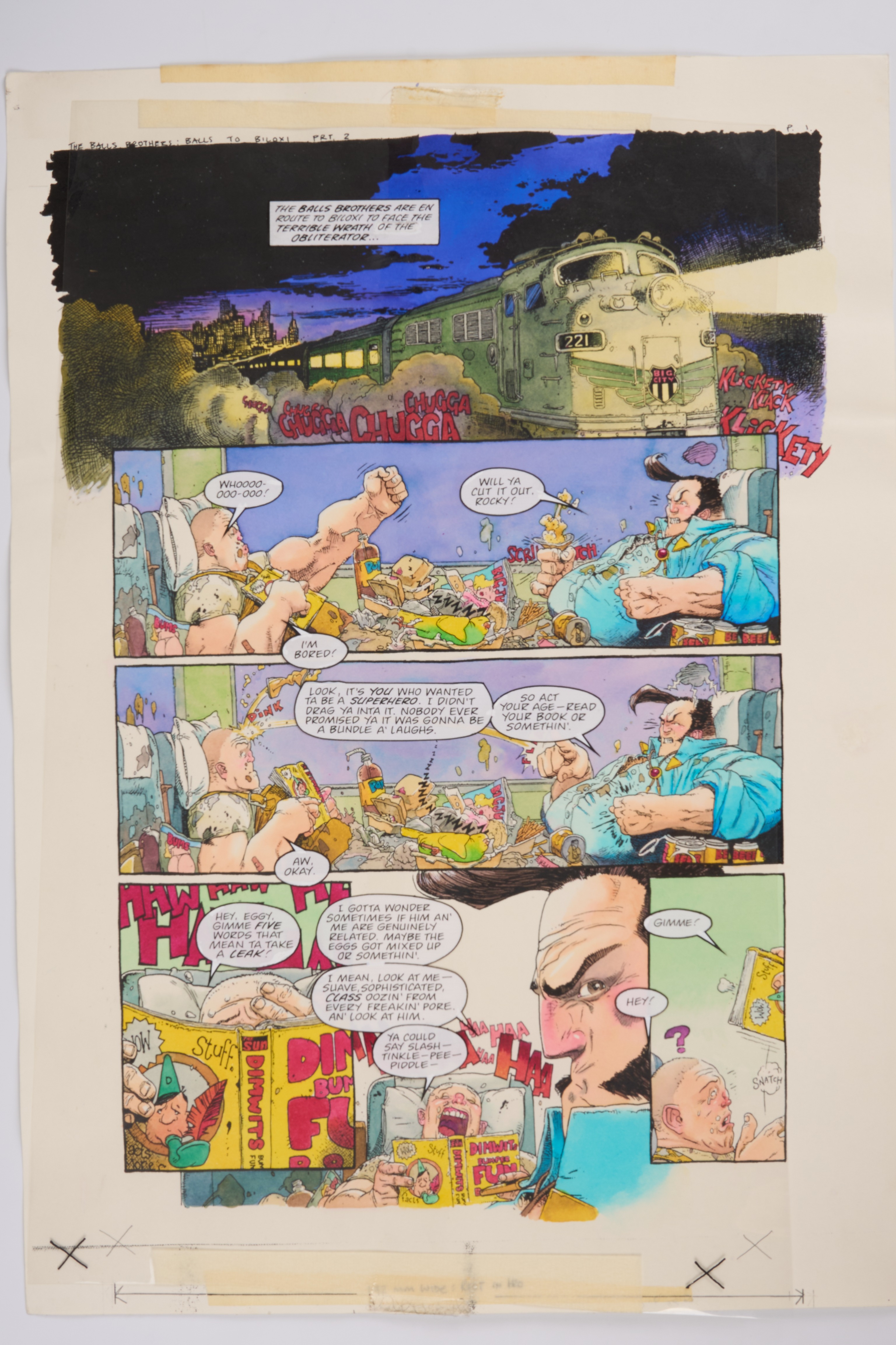Kevin Walker 2000 AD Prog #1142 The Balls Brothers Episode 2 Story Pages (Fleetway, 1999) Total 6 Pages