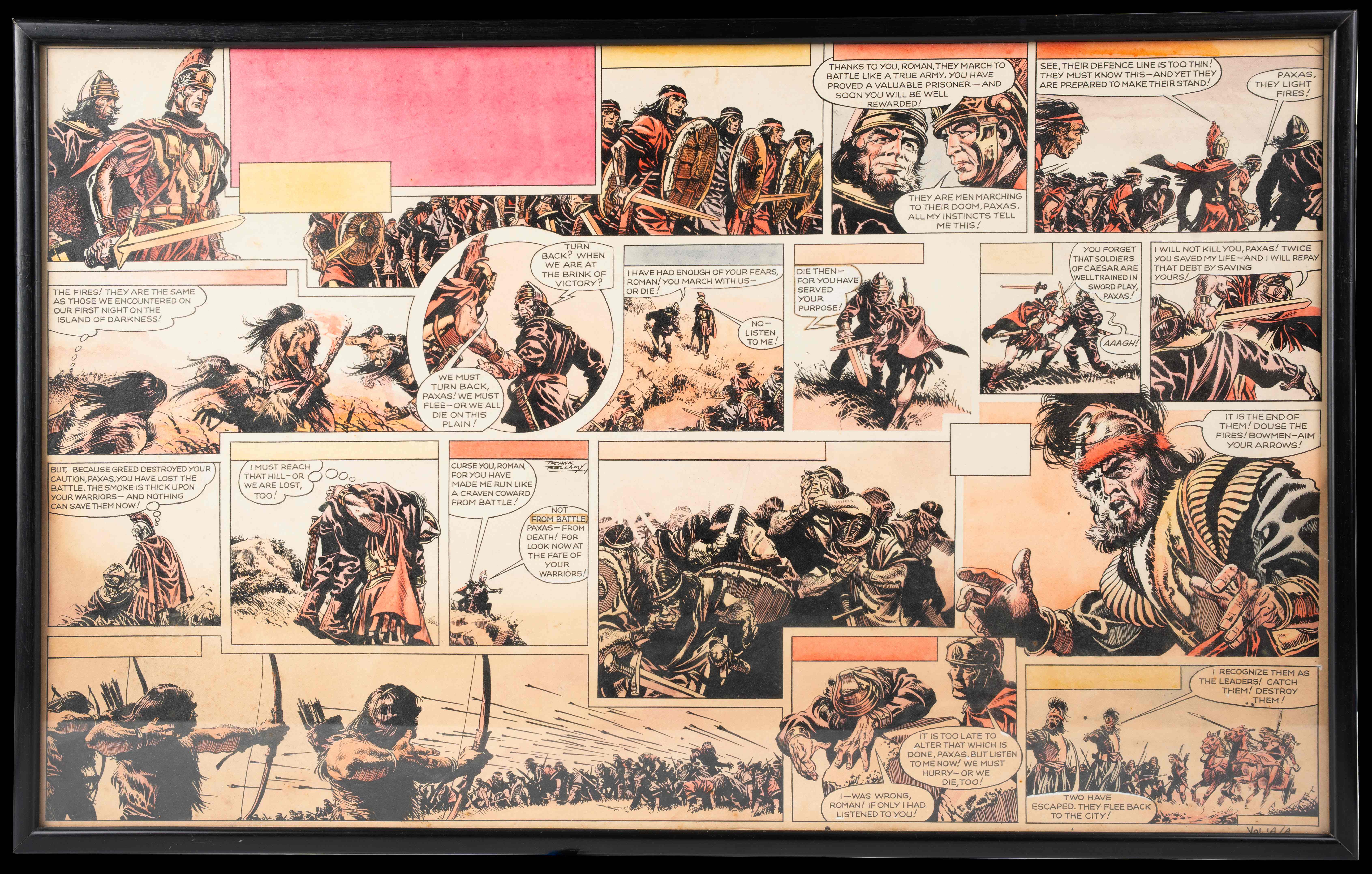 Frank Bellamy Eagle Magazine Vol 14 #4 "Heros The Spartan: Episode 14" Two Page Original Art (Longacre Press, 1963)
