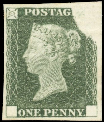 GB 1840 1d Rainbow Trial in green