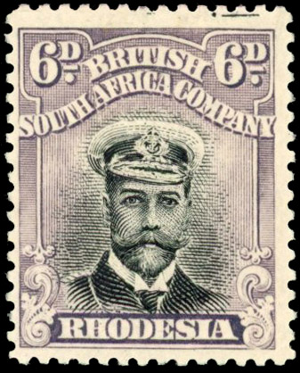Rhodesia 6d SG 228a group printer's mark mint