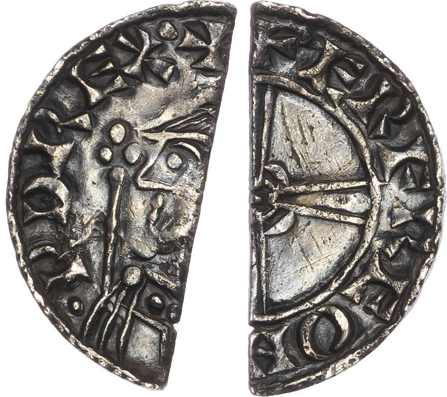 Edward the Confessor (1042-1066), AR Cut Halfpenny 0.78gm., 1050/53, Expanding Cross type, heavy issue.