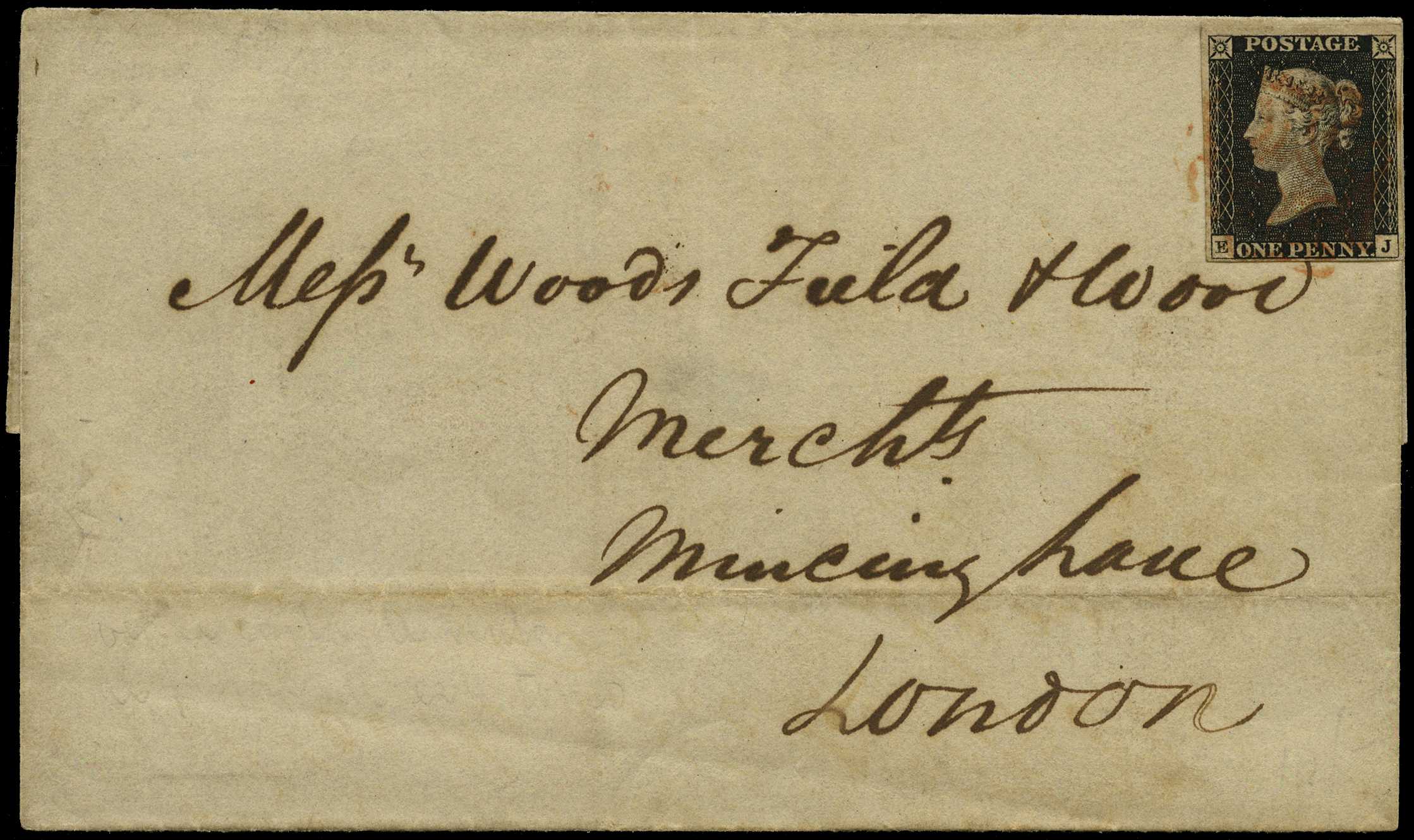 1840 1d black Plate 2 (EJ) four close to...