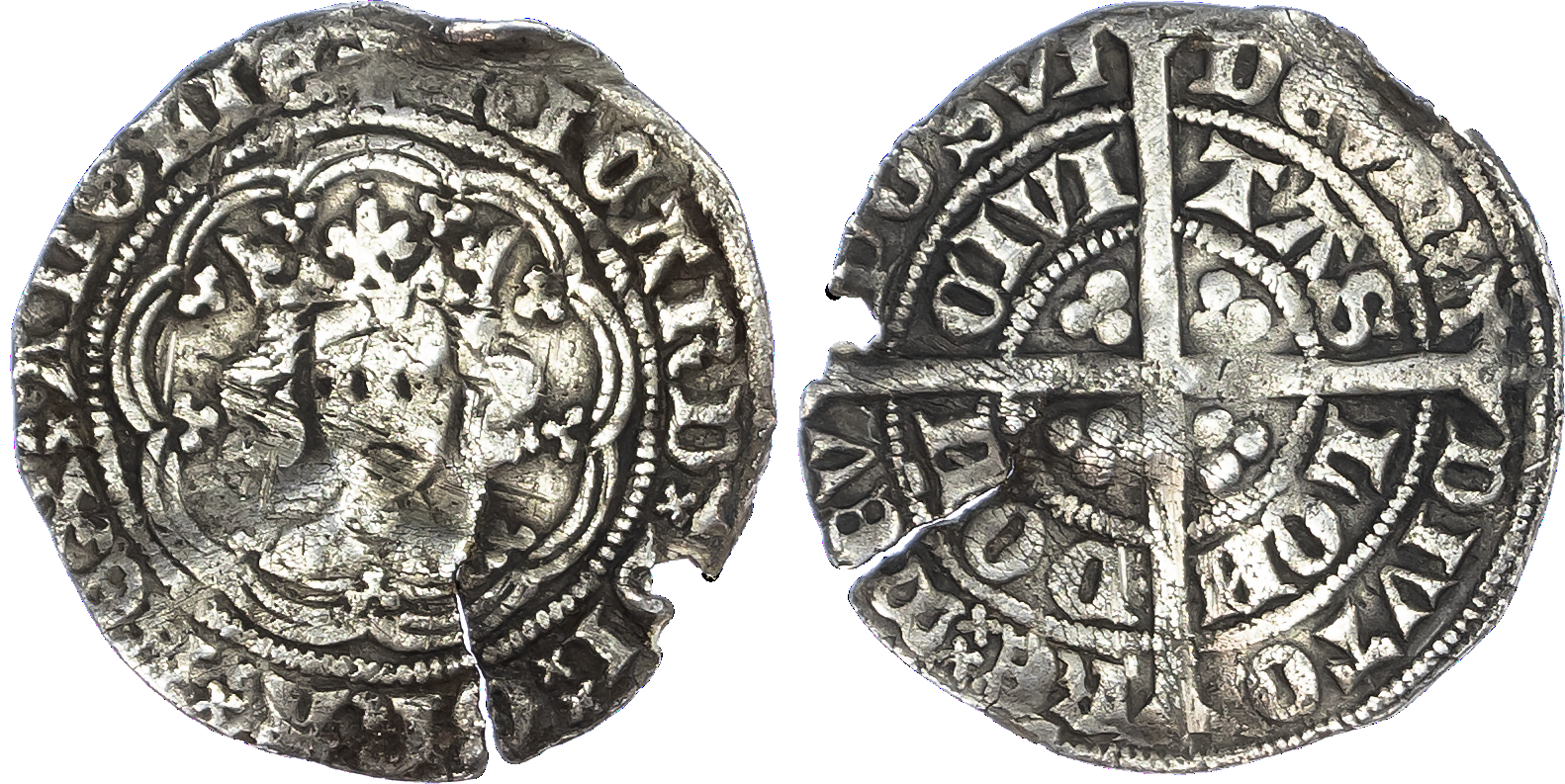 Richard II (1377-1399), AR Halfgroat, type II, London, without French title, m.m. cross pattée, pellet
over crown, 1.91g.