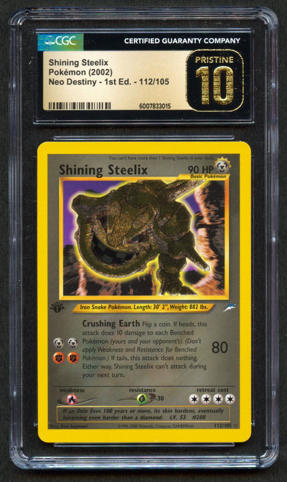 CGC Pristine 10 Shining Steelix 1st Edition - 112/105 - Neo Destiny
