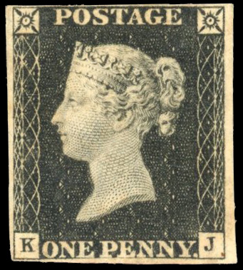 GB 1840 1d black, Pl. 2 (KJ), unmounted mint SG 2