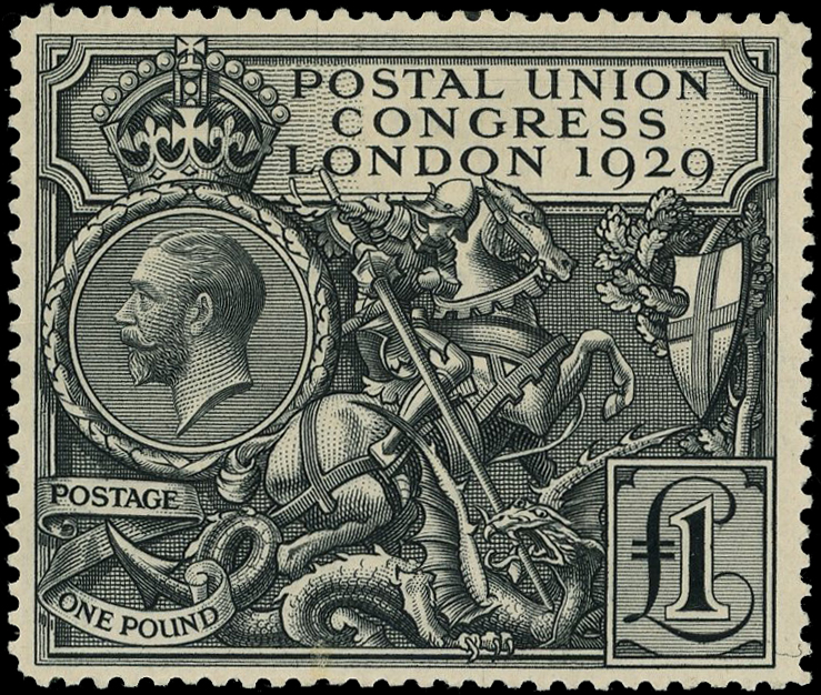 GB: 1929 PUC £1 black, fine o.g. SG 438