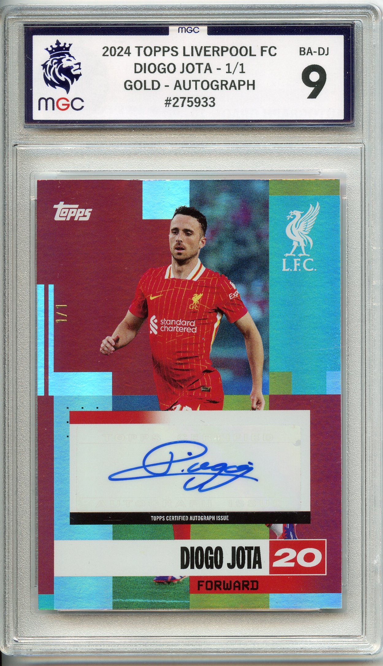 MGC 9 2024 TOPPS LIVERPOOL FC DIOGO JOTA - 1/1 - GOLD - AUTOGRAPH