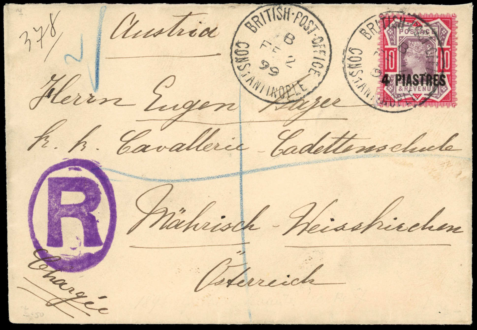 Jubilee stamps issued for use abroad: British Levant. 1887-96 display collection