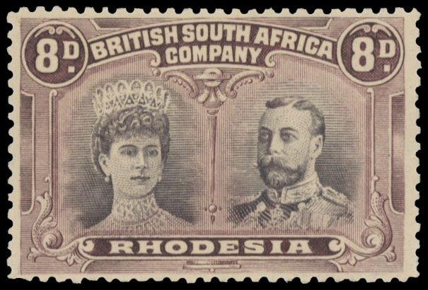 8d (purplish) grey-black and dull purple perf 13½ RSC D, position 25 lines by King's cheek mint