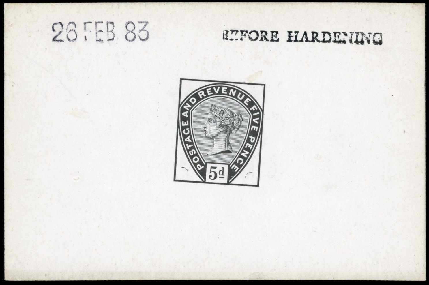 Great Britain 1883 unissued 5d die proof, SG 193var