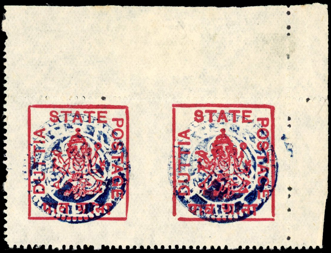 I.F.S. Duttia SG 25b ¼a imperf between horizontal pair unused
