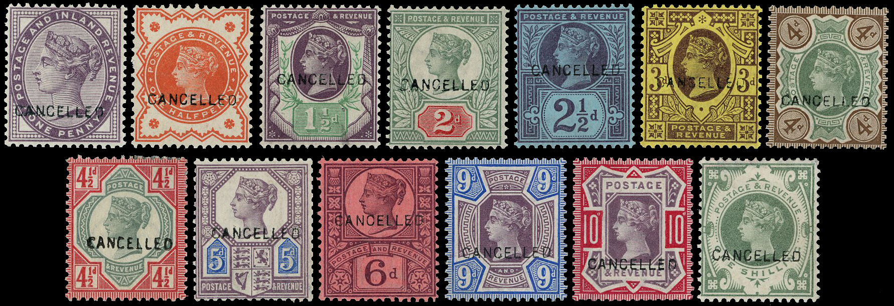 Great Britain SG 172-211 optd Cancelled set 