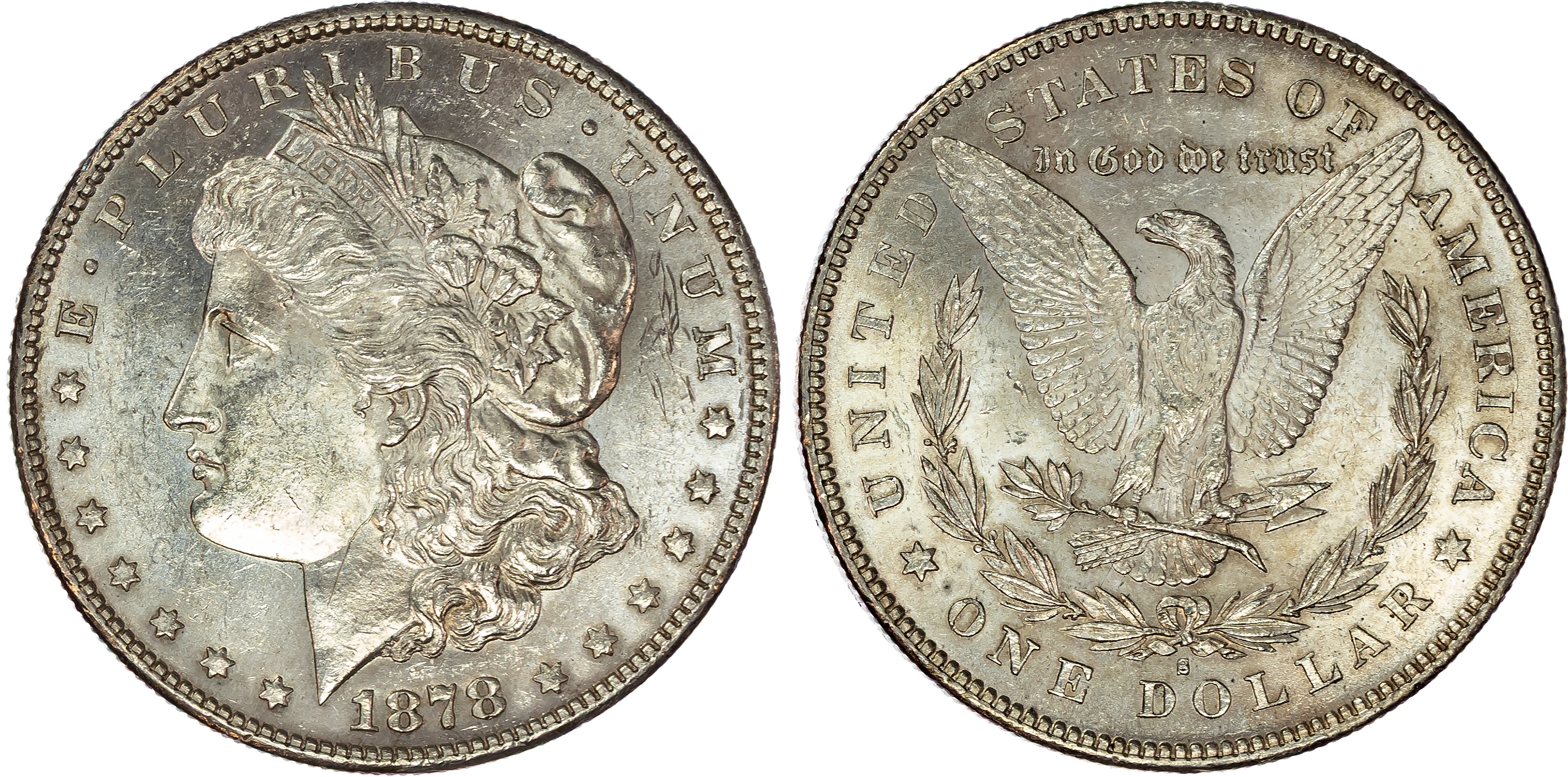 USA , silver Morgan Dollar, 1878, San Francisco, 26.75g (KM 110). About Uncirculated, scratches to obverse.…