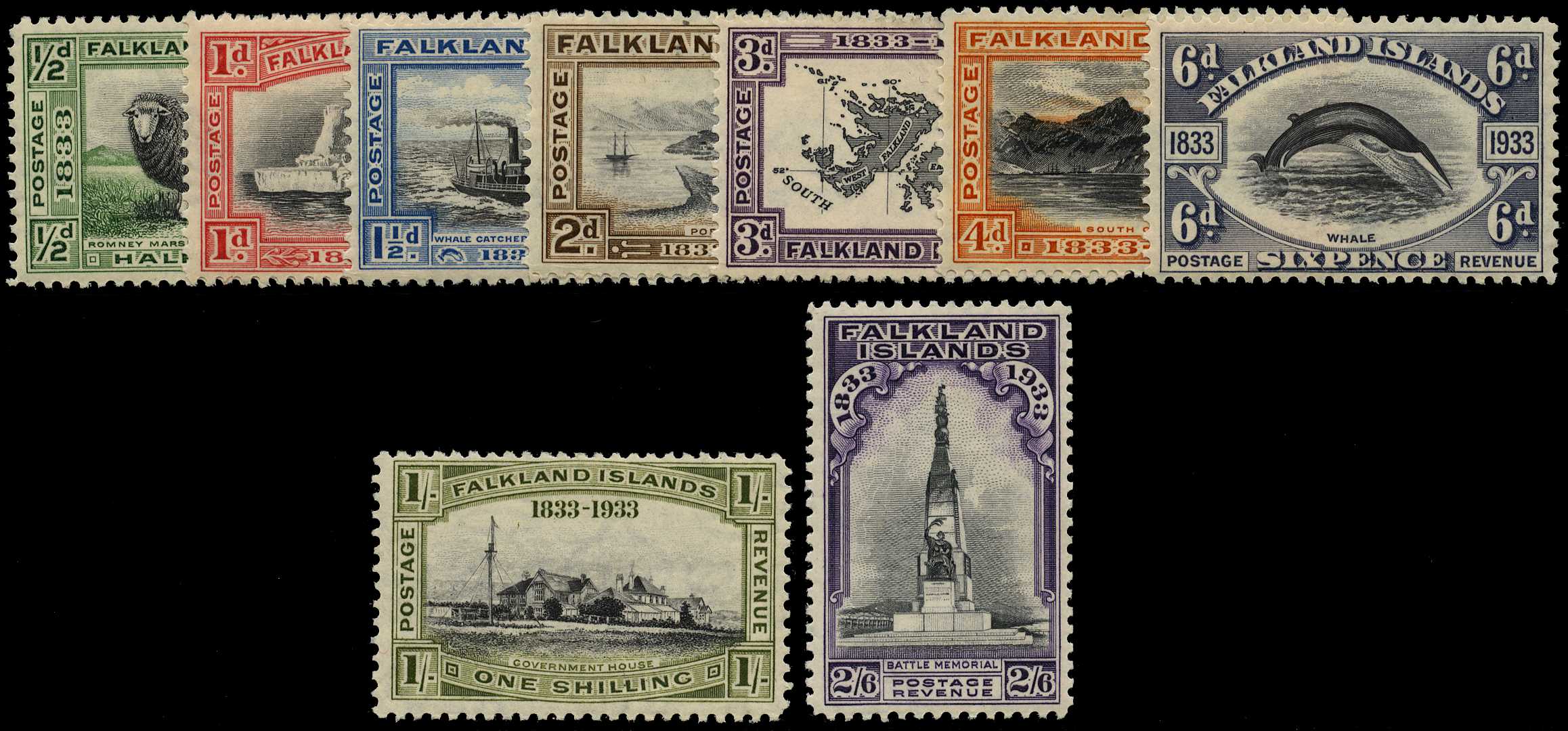1933 Centenary set to 2/6d, fine mint,...