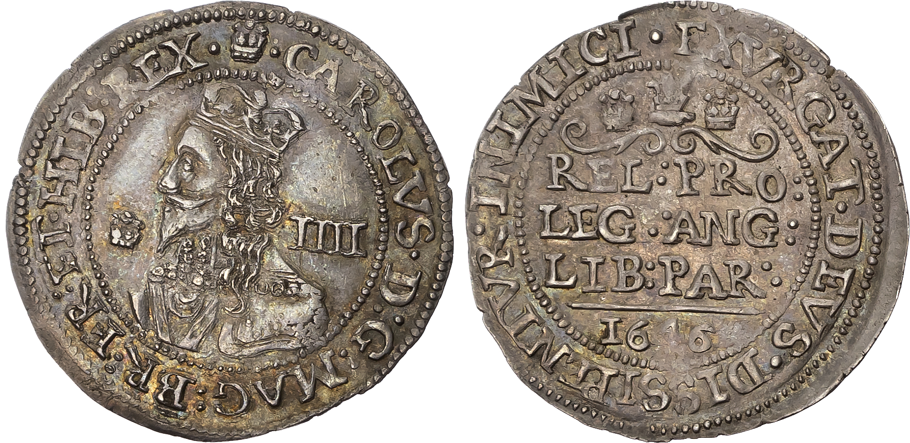 Charles I (1625-1649) Groat, Bridgnorth-on-Severn mint, 1646, mintmark plumelet on obv. only. Crowned bust left, plume t…