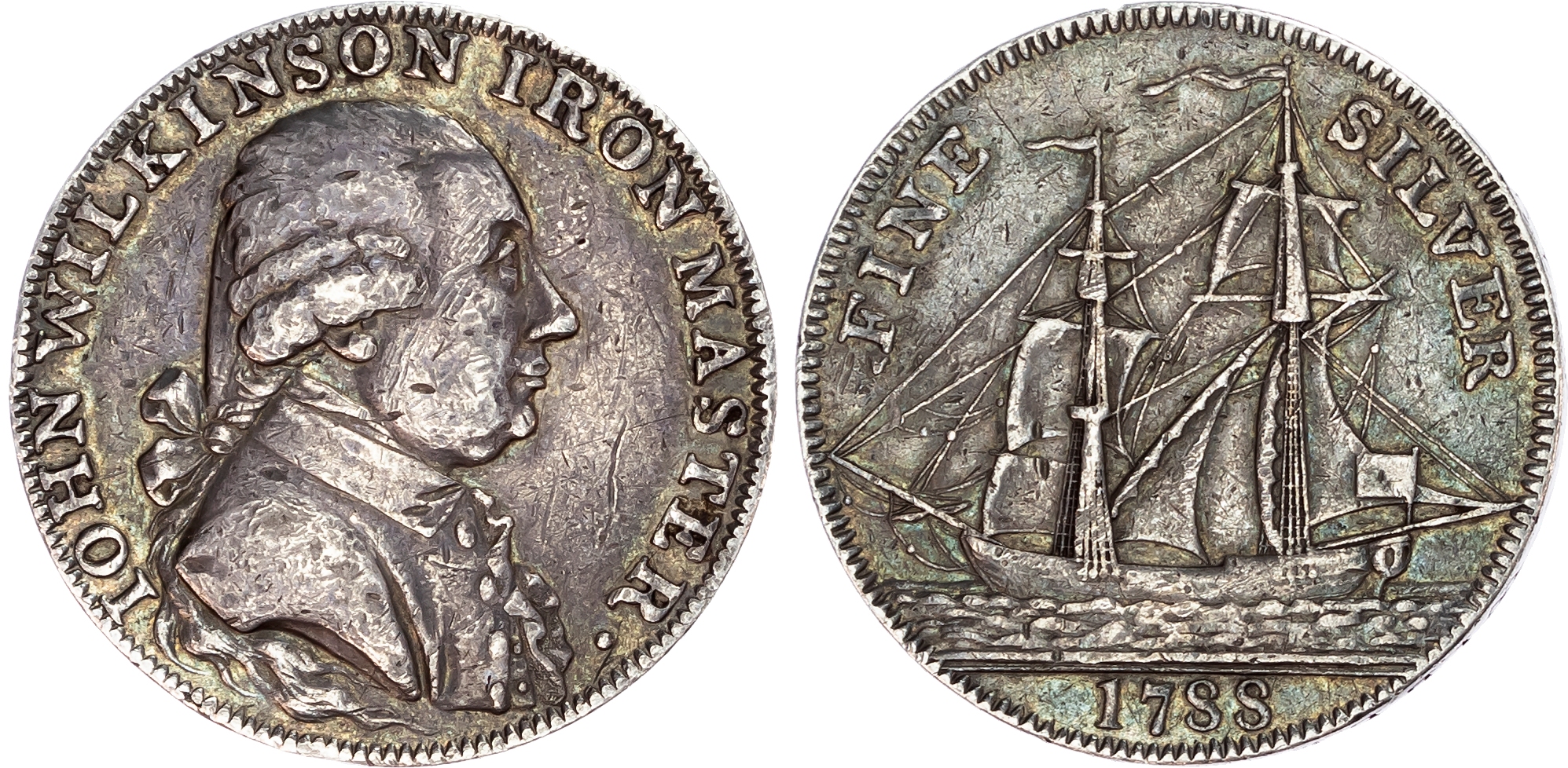 West Midlands, Shropshire. Willey and Snedshill, John Wilkinson, silver three shillings and sixpence, 1788.