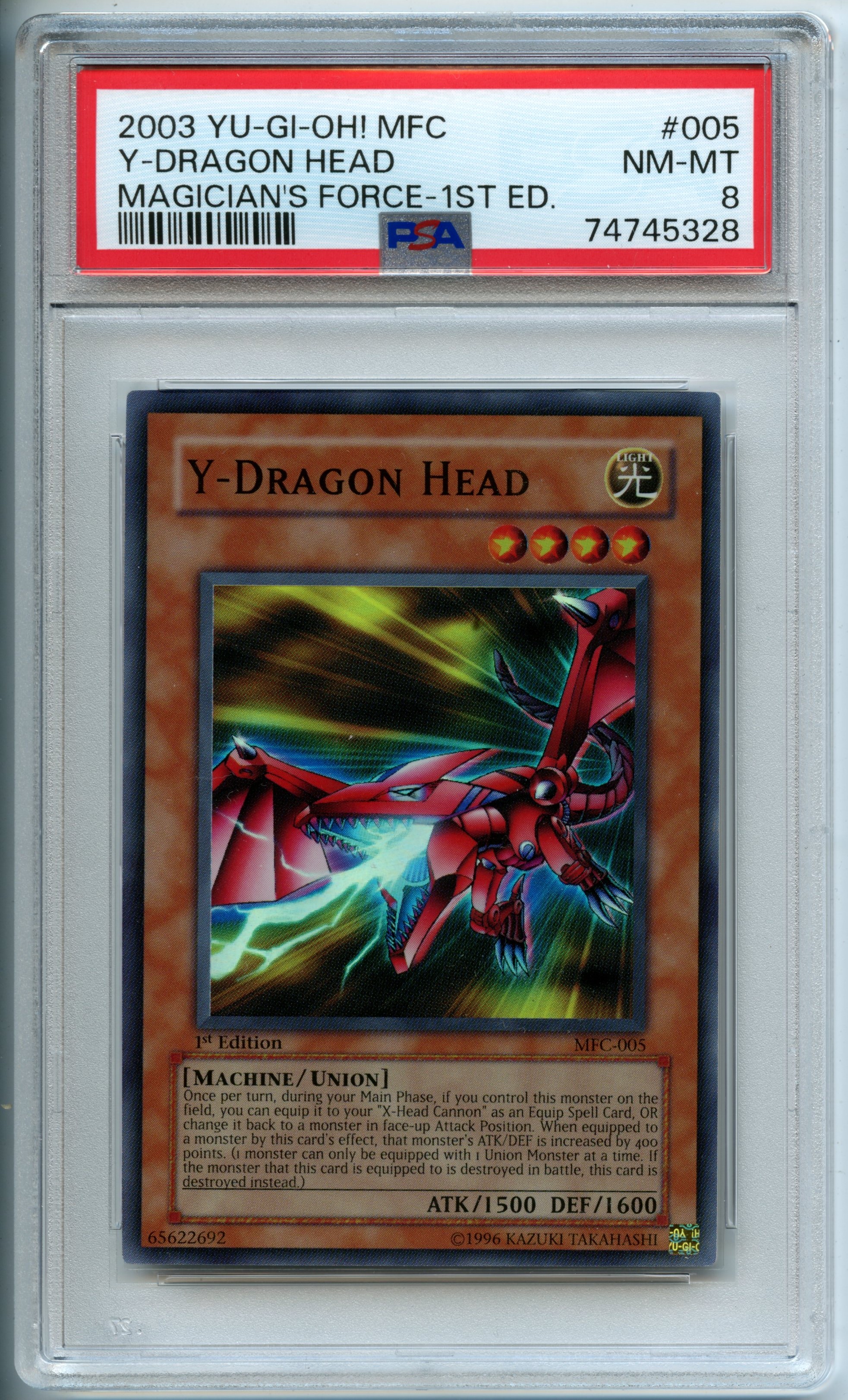 Yu-Gi-Oh! - Y-Dragon Head  1st Edition  - Magician's Force  - PSA 8
