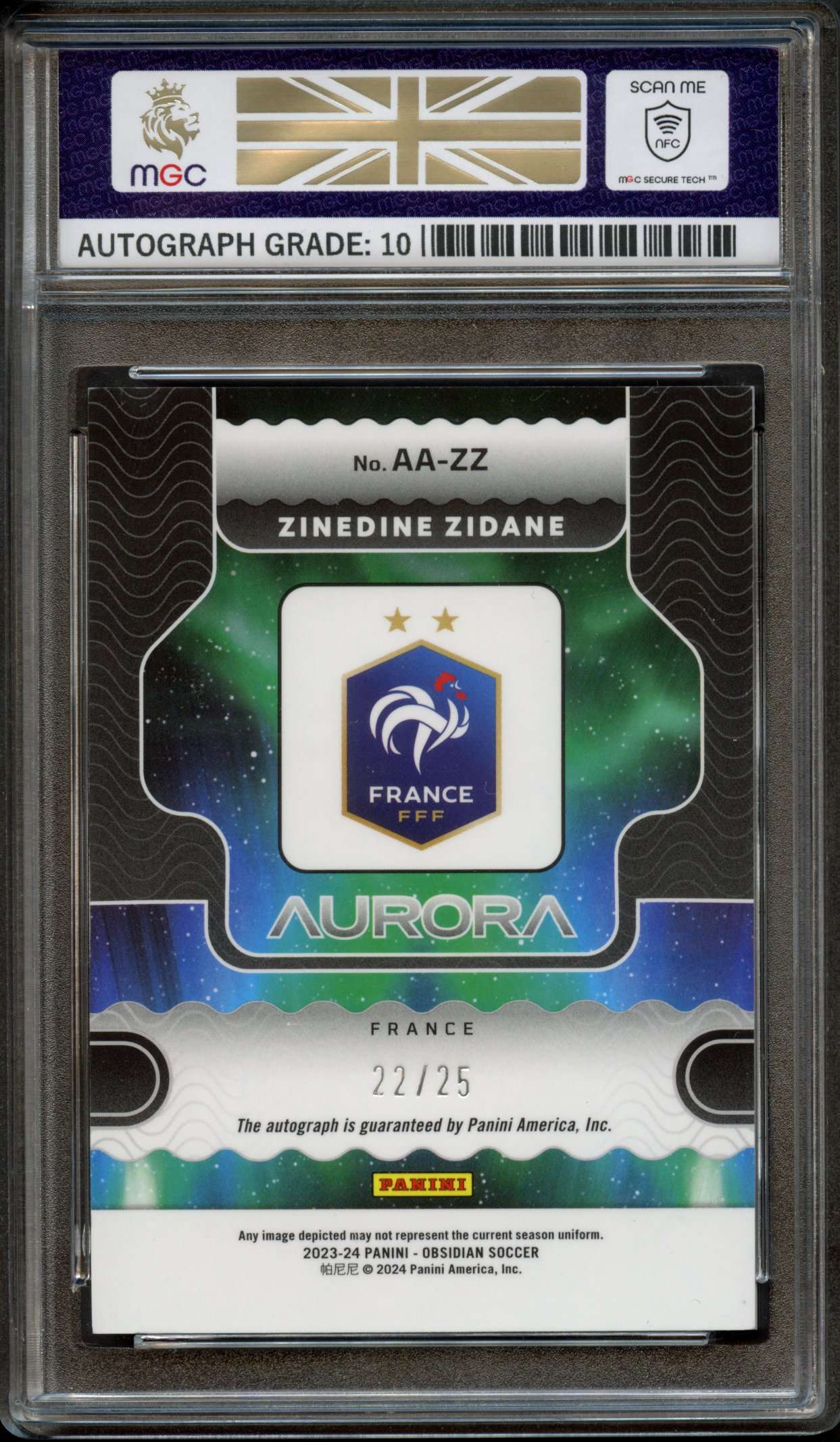 Past auction: MGC 9 2024 Panini Obsidian Zinedine Zidane 22/25