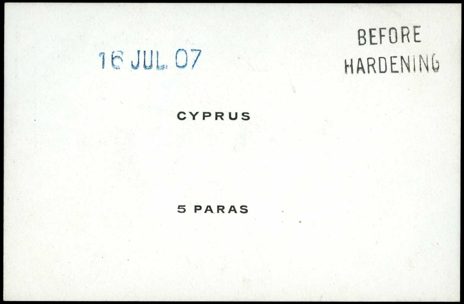 PROOF: 1907 De La Rue die proof for '5...