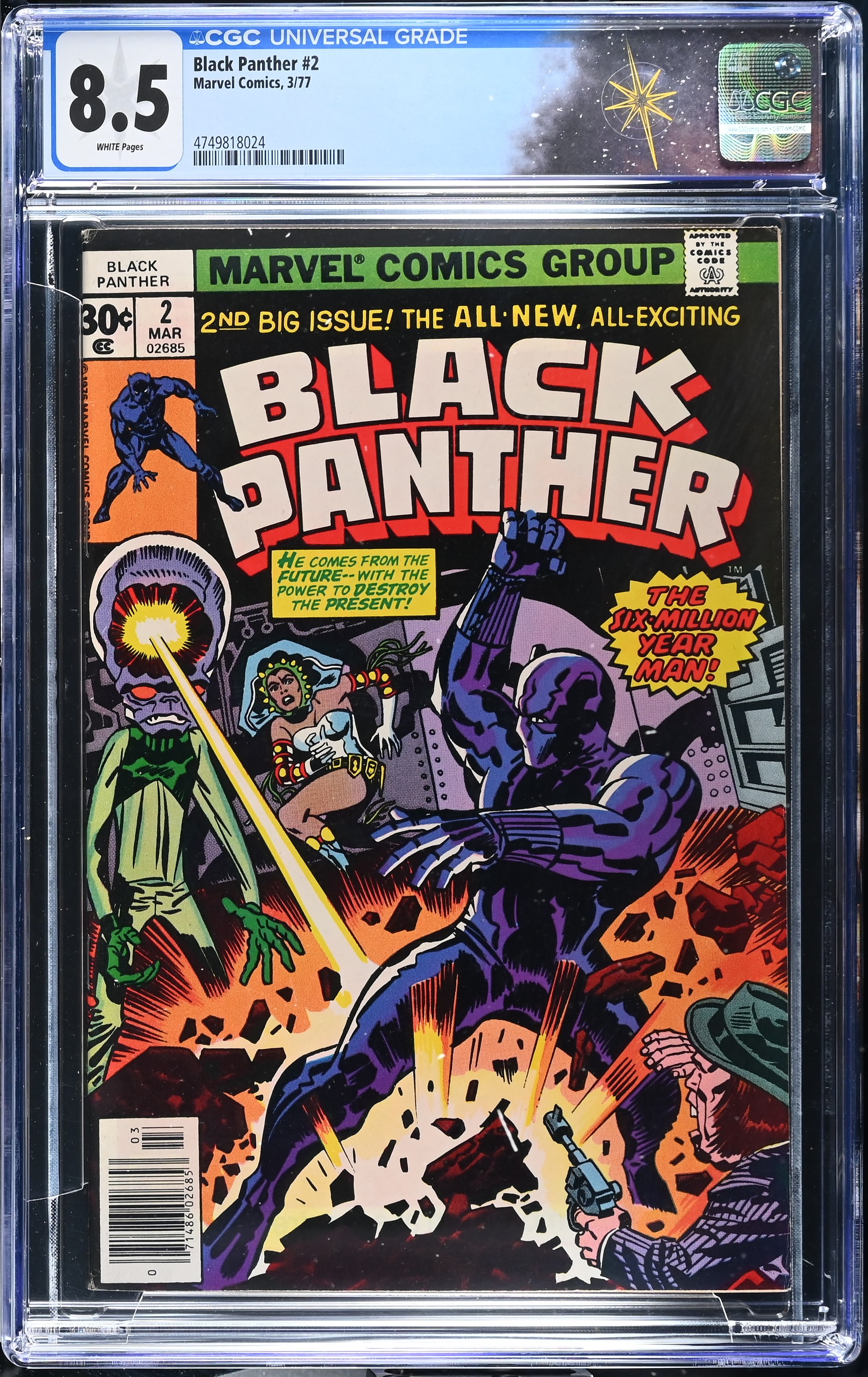 Black Panther #2 CGC 8.5 "The Six-Million Year Man" (Marvel Comics, 1977) White Pages