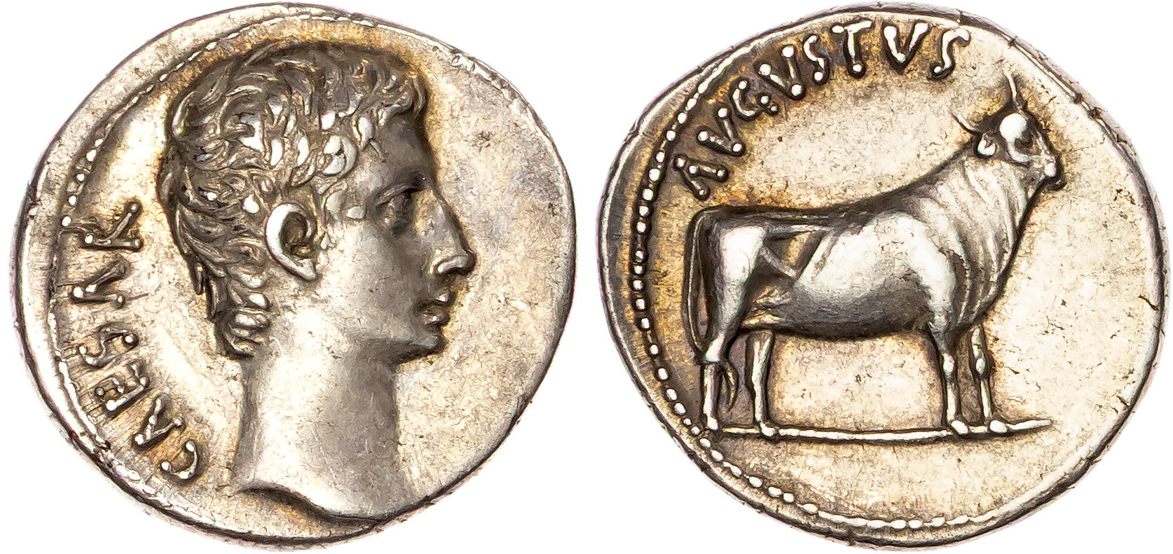 Augustus (27 BC–AD 14) AR Denarius, Pergamum, c. 21-20 BC, 3.89g.