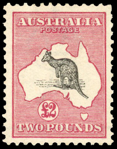 Australia 1913-14 £2 black and rose, first watermark 