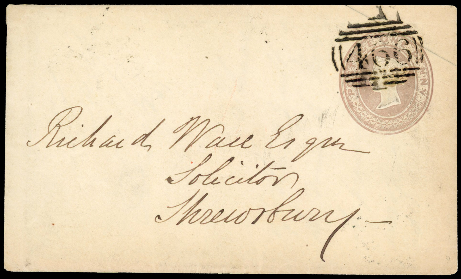 1841 1d Pink, Postal Stationary envelope.