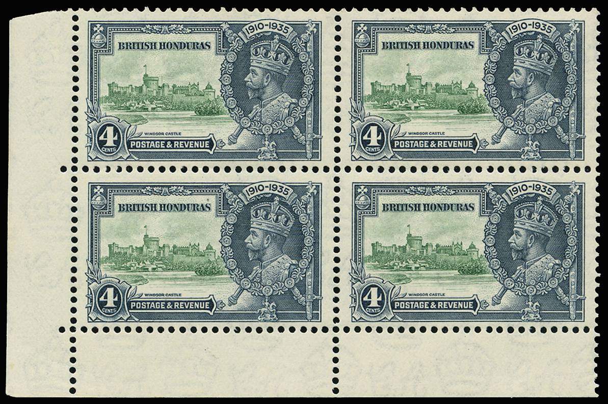BRITISH HONDURAS SG 144/a 1935 JUBILEE 4c EXTRA FLAGSTAFF UM