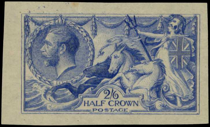 1913 2/6d 'Seahorse' imperforate colour...