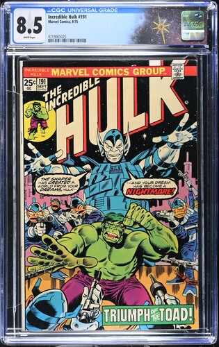Incredible Hulk #191 CGC 8.5 Shaper of Worlds, Glorian & Toad Men appearance (Marvel Comics, 1975) White pages