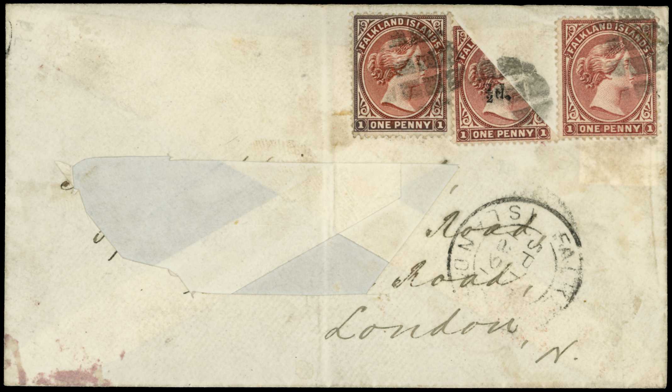 1891 ½d surcharge (left half) with...