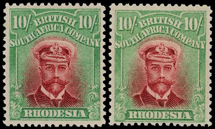 1913-7 10/- Head Die II, perf 14. Two large...