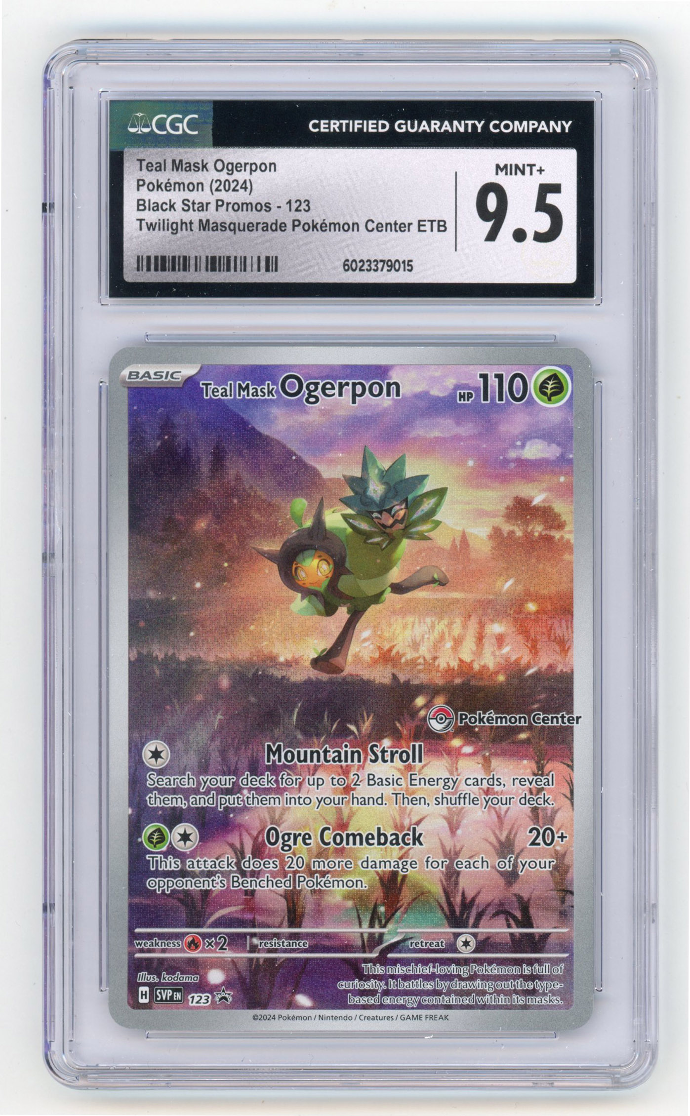 CGC 9.5 Teal Mask Ogerpon Black Star Promo #123 Pokemon Center - Twilight Masquerade 2024