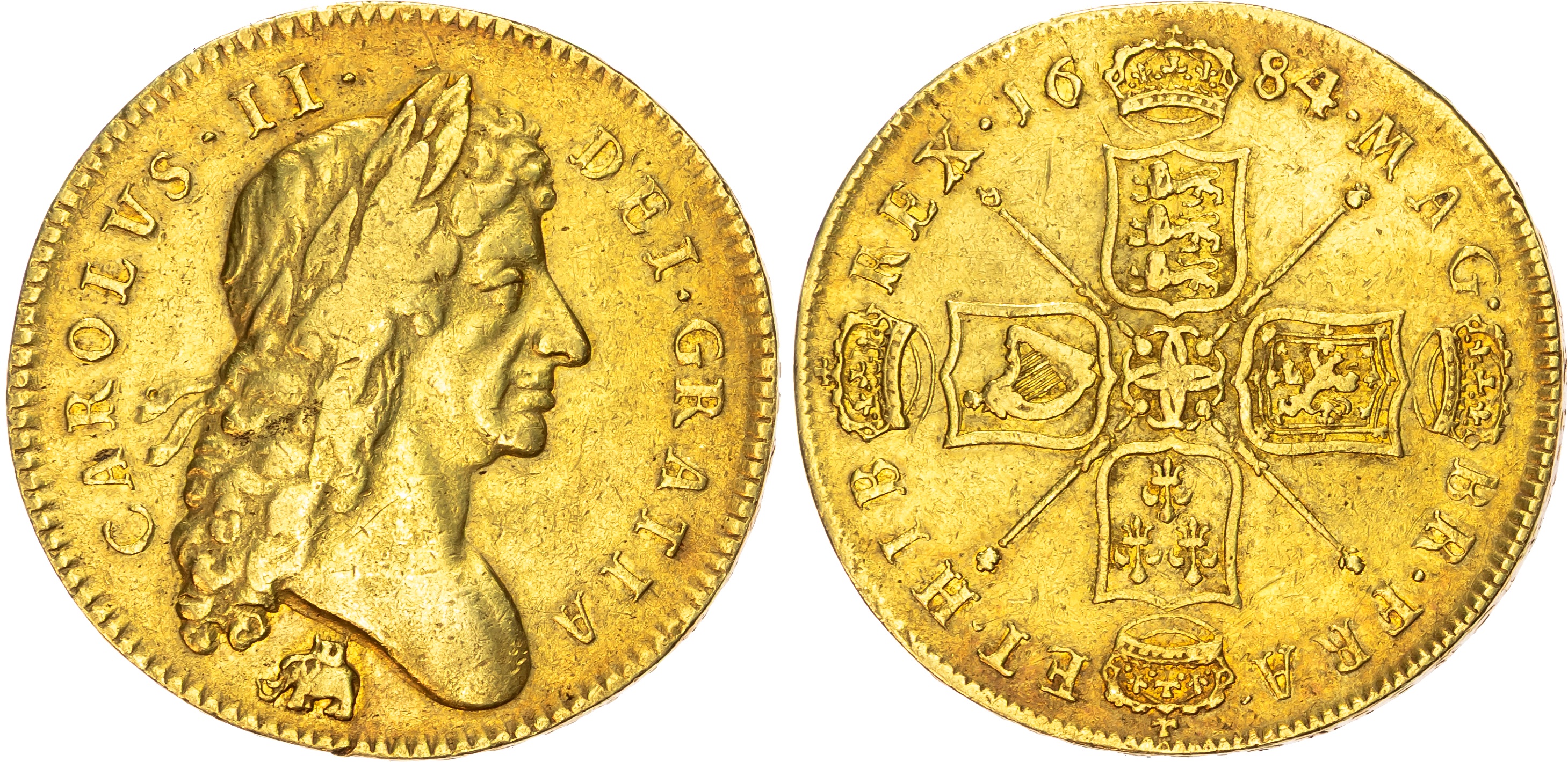 Charles II (1660-1685) Five Guinea, 1684, T. SEXTO.