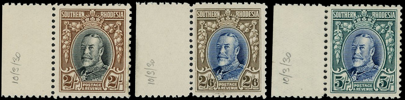 1931-37 Field Marshall ½d to 5s set of 56 from printer's file sheets