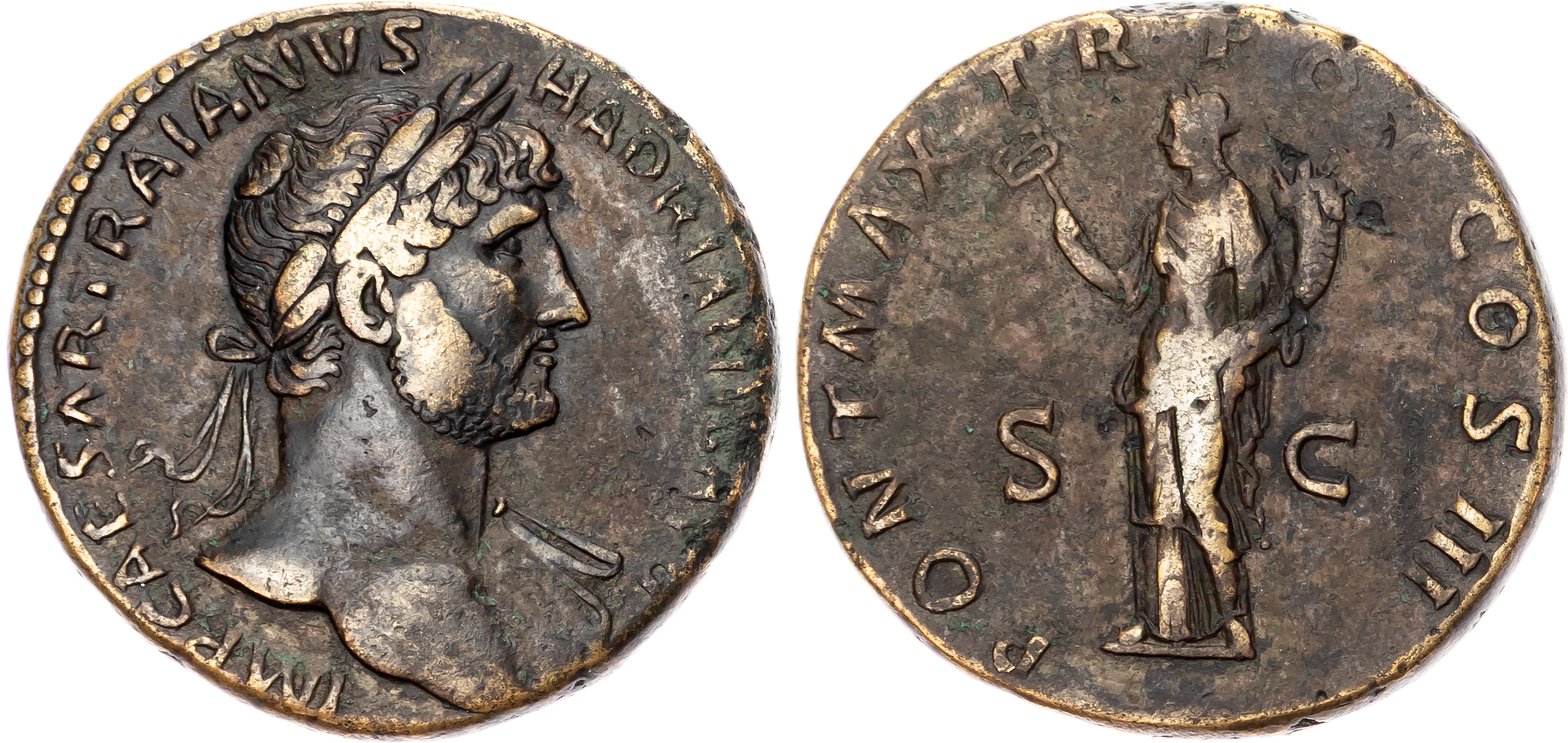 Hadrian (AD 117-138) AE Sestertius, Rome, AD 119-120, 28.59g. 