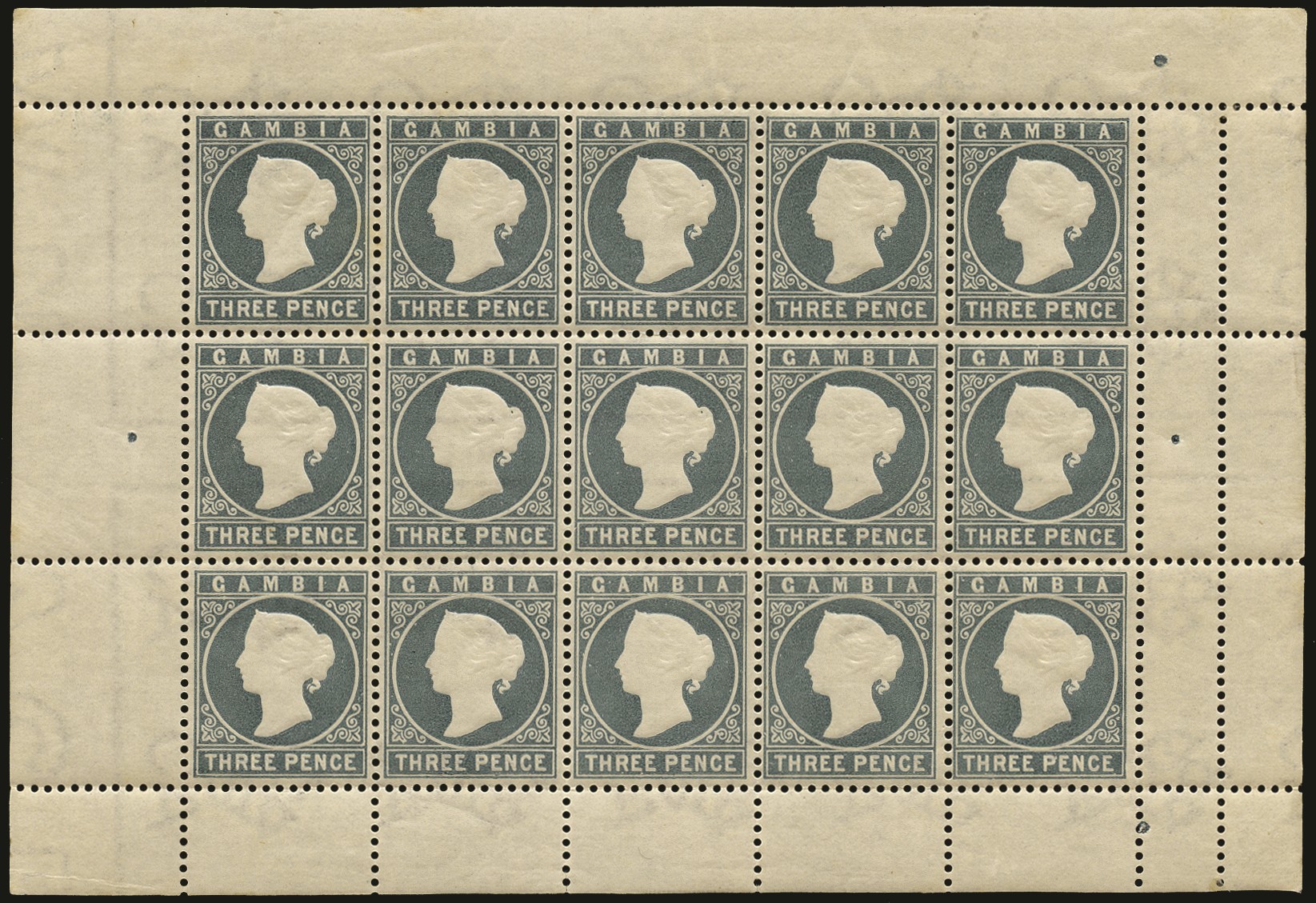 1886-93 3d slate-grey, wmk CA (sideways), complete sheet...