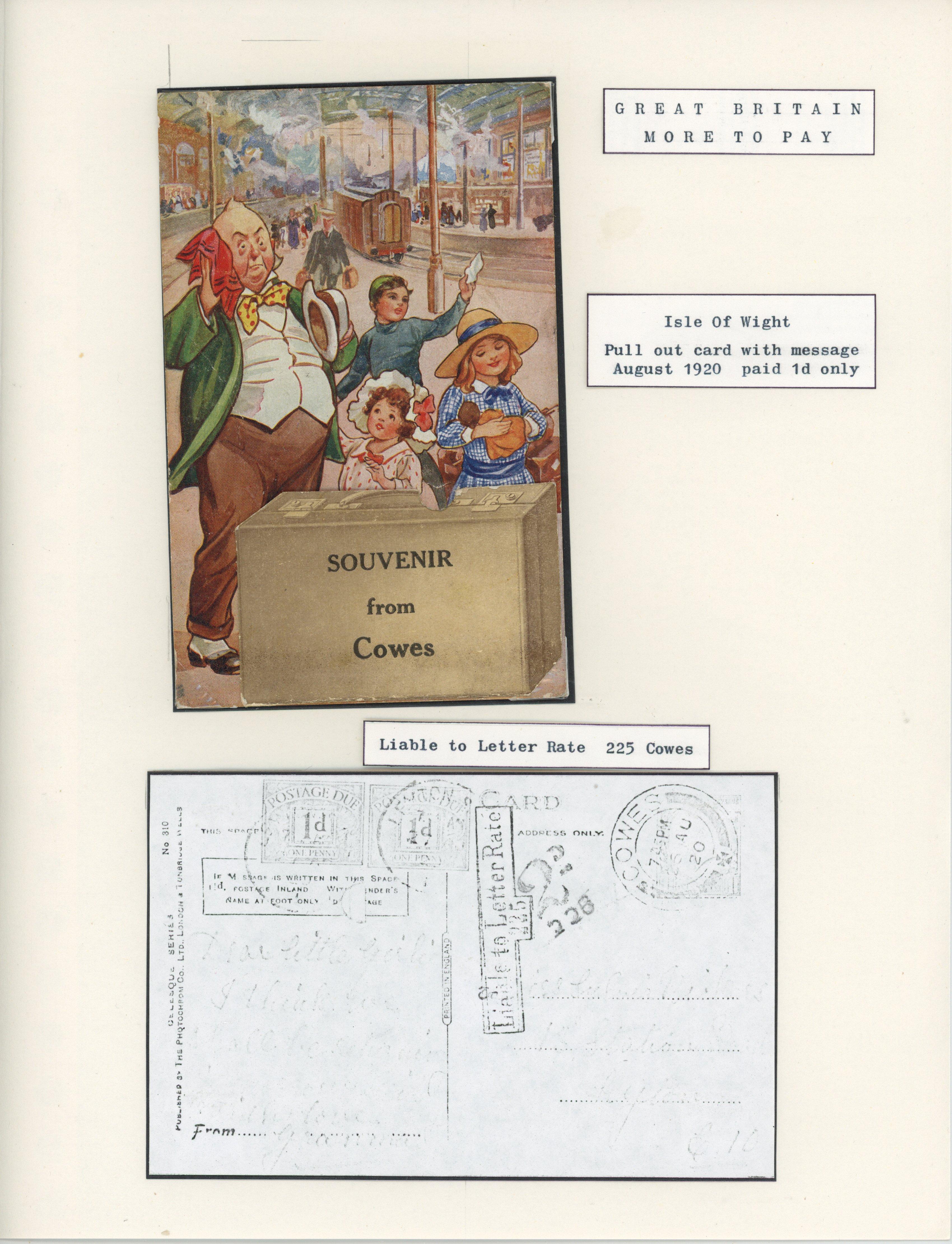 Great Britain 1920 novelty postcard with images of Isle of Wight attached