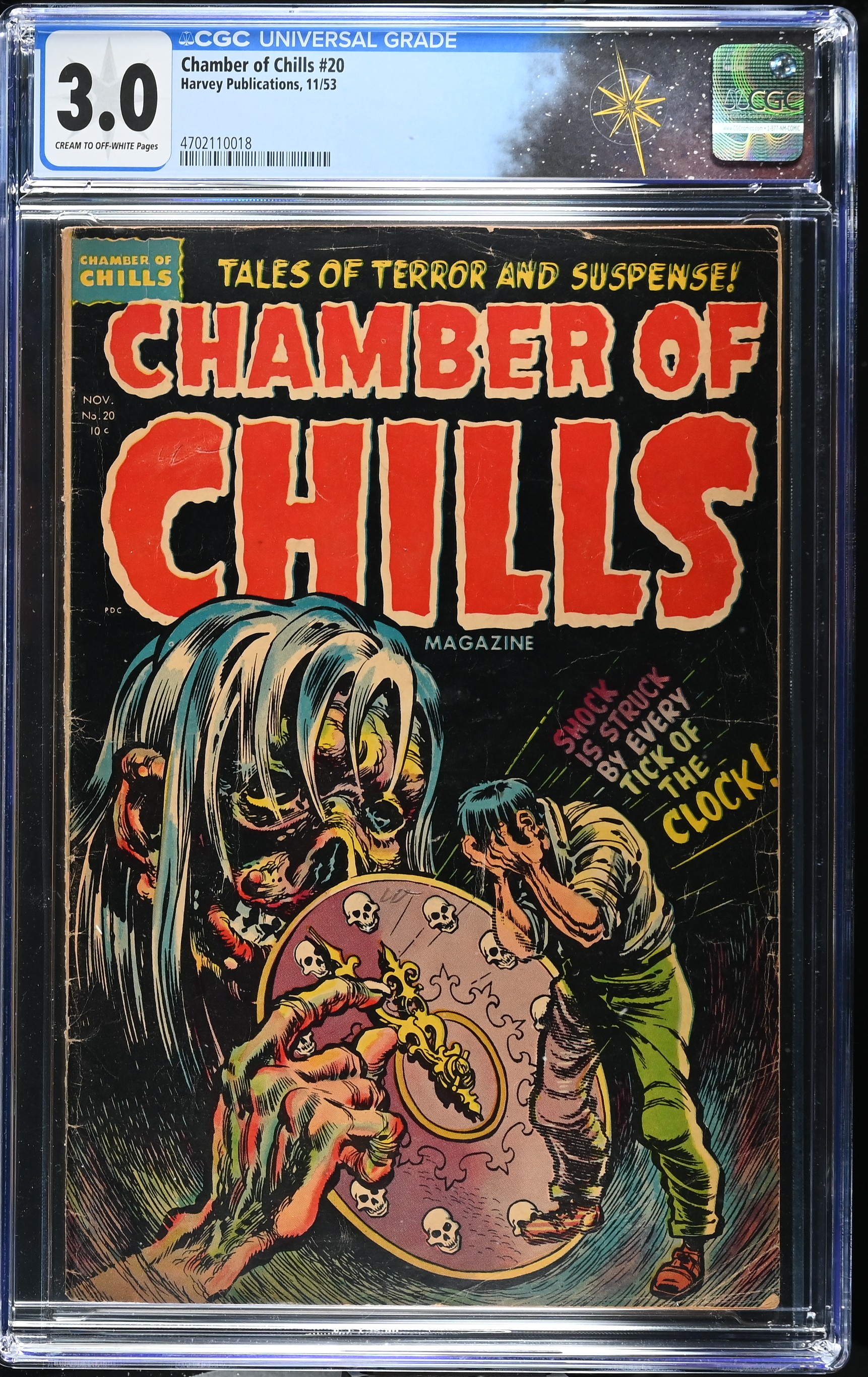 Chamber of Chills Magazine #20 CGC 3.0 Cover by Howard Nostrand (Harvey, 1953) Cream to Off-White Pages
