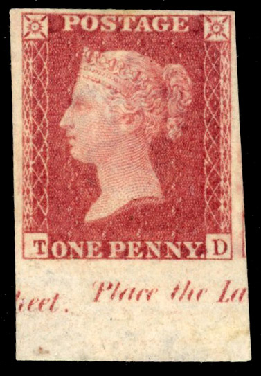GB 1865 1d carmine-rose “Royal Reprint“ Pl. 66, Spec. DP35b