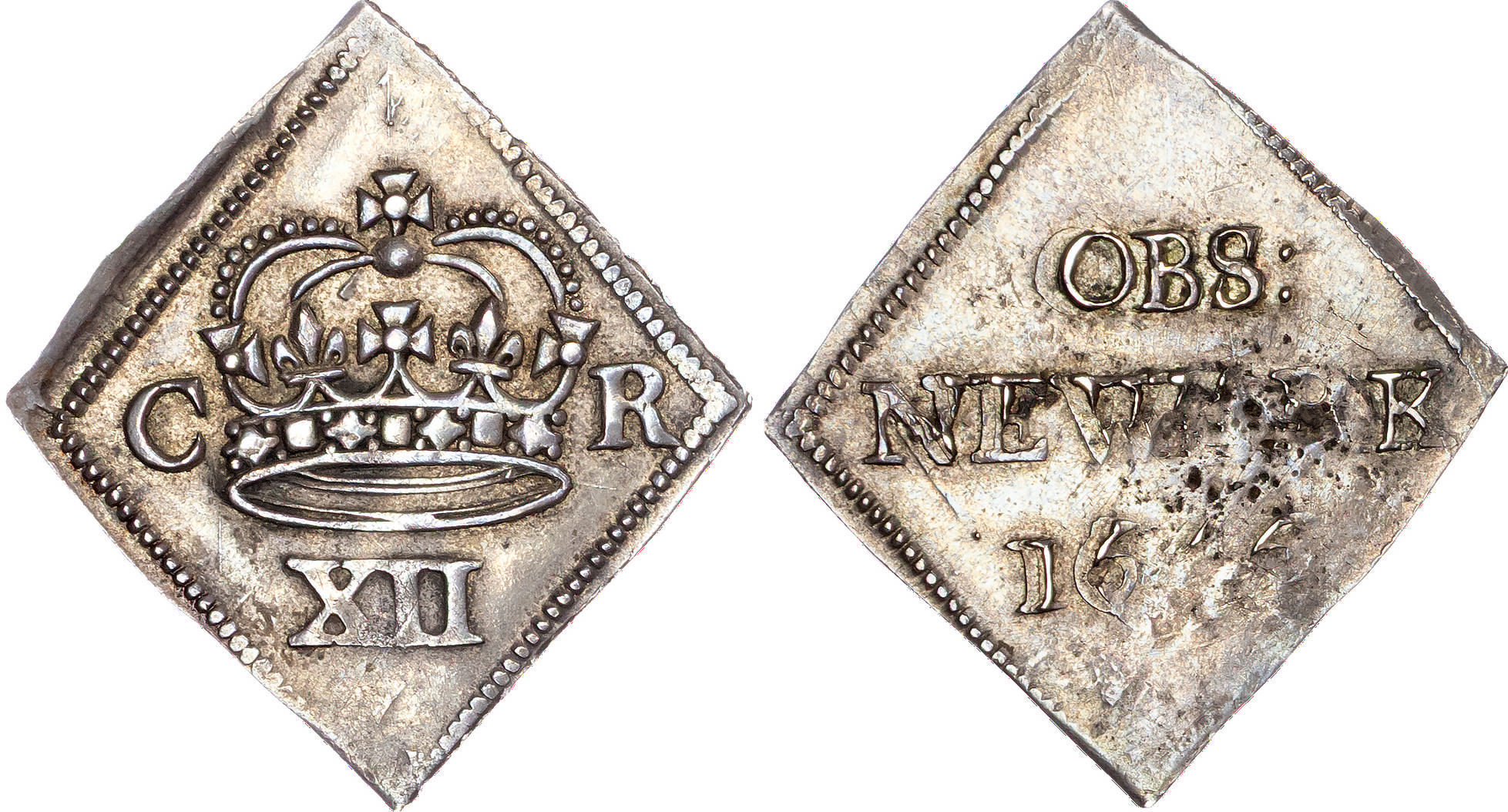 Charles I (1625-1649) Shilling, 1645, Civil War Siege Coinage, Obsidional Coinage, Newark besieged, on lozenge shaped flan.