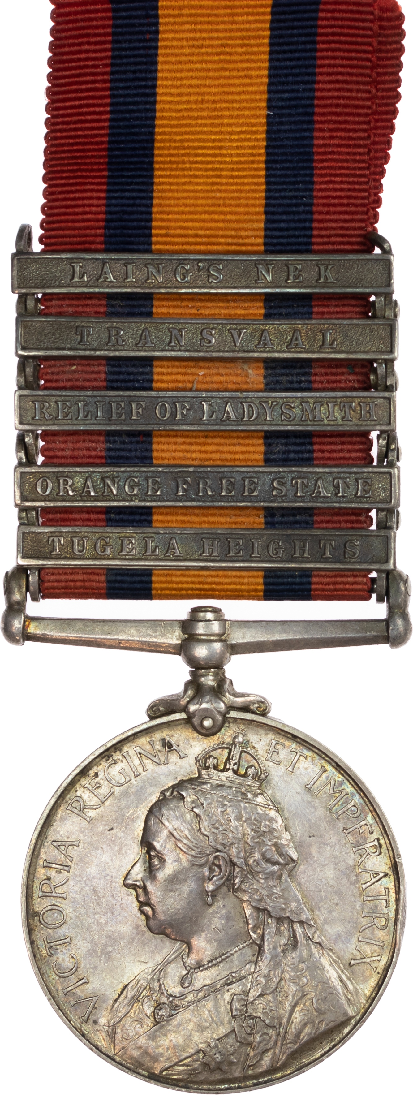 Almonds Nek Casualty, Queen’s South Africa Medal, type 2, ghost dates, 5 clasps, awarded to Private Charles Lynch