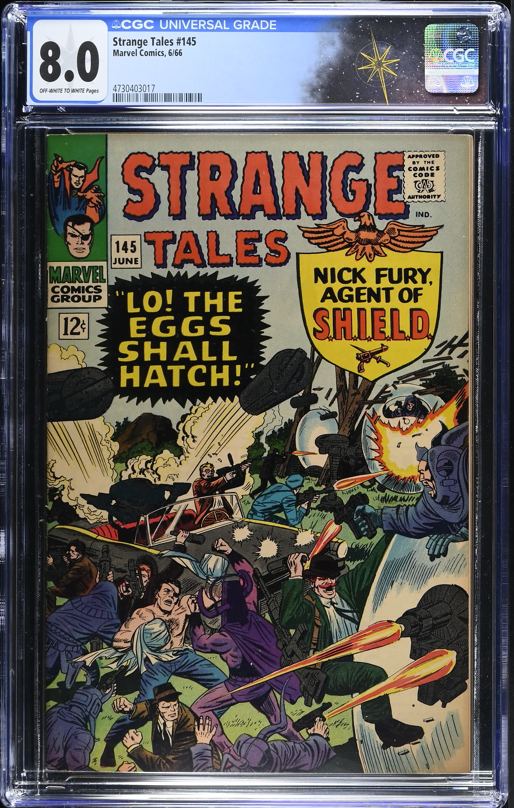 Strange Tales #145 CGC 8.0 "Lo! The Eggs Shall Hatch!" & "To Catch a Magician!"(Marvel Comics, 1966) Off-White to White Pages